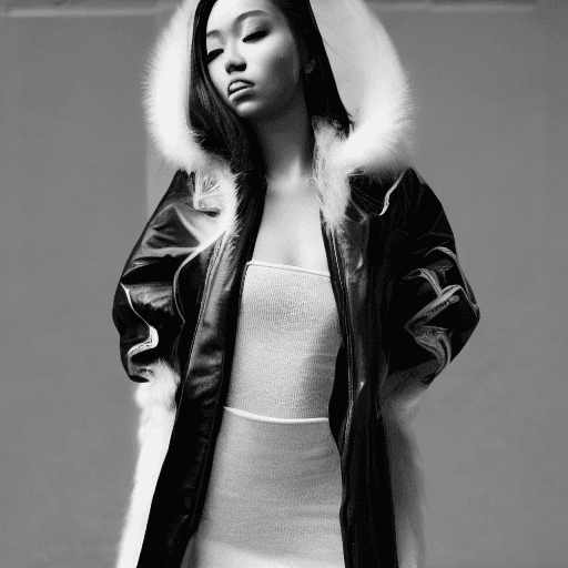 AI generated: well lit fashion shoot portrait of extremely beautiful female smoking joint weaing  jacket by craig ...