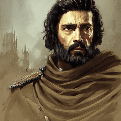 AI generated: portrait of a spanish conquistador hernan cortes, colourised, face portrait, epic, tragic, military ...