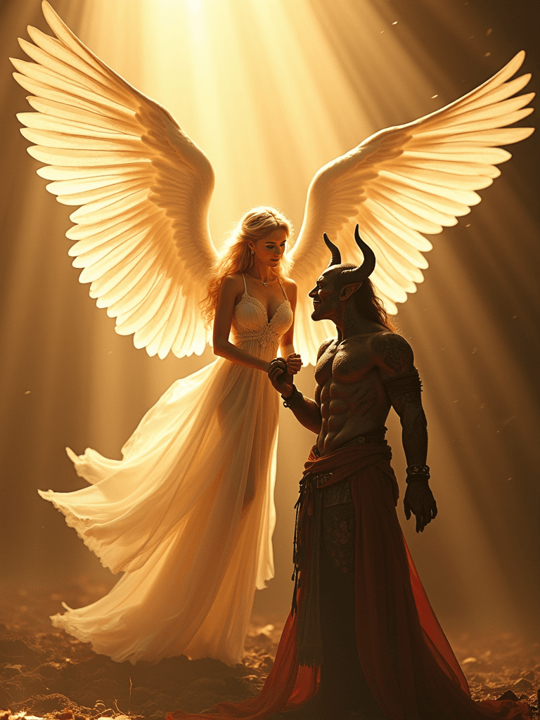 AI generated: In a celestial and ethereal setting, an angel of sublime beauty gracefully floats in the air, her ra...