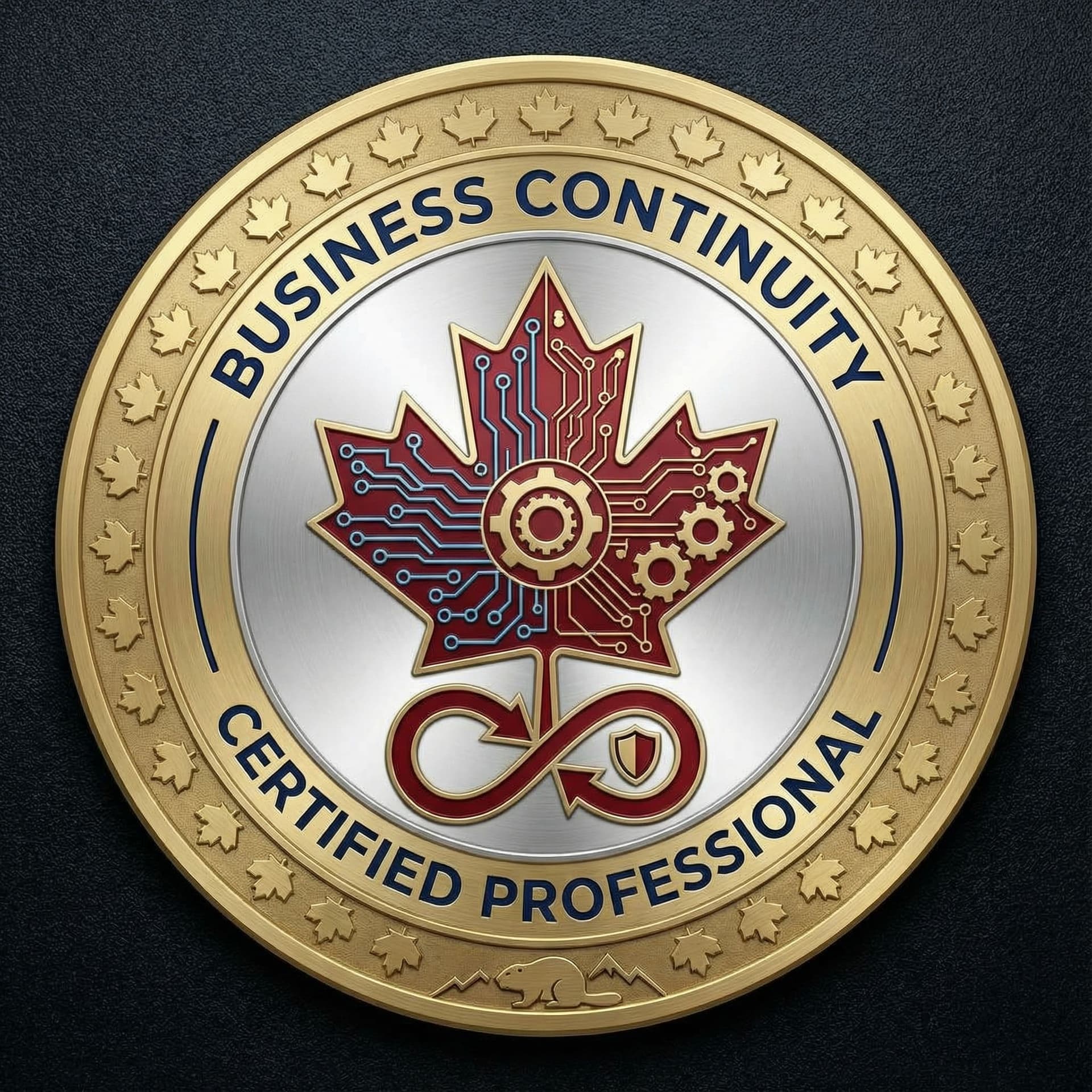 AI generated: Using the input images as a guide, do not copy them.  Generate a badge for a business continuity cou...