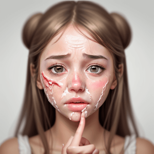 AI generated: The face of a beautiful girl is covered with terrible ulcers

