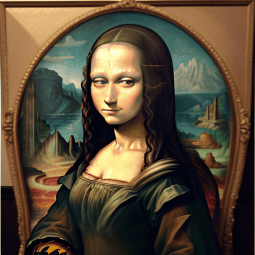 AI generated: An image of marge simpsons, movie star, posing as Monalisa, the famous painting. HRD, Highly details...