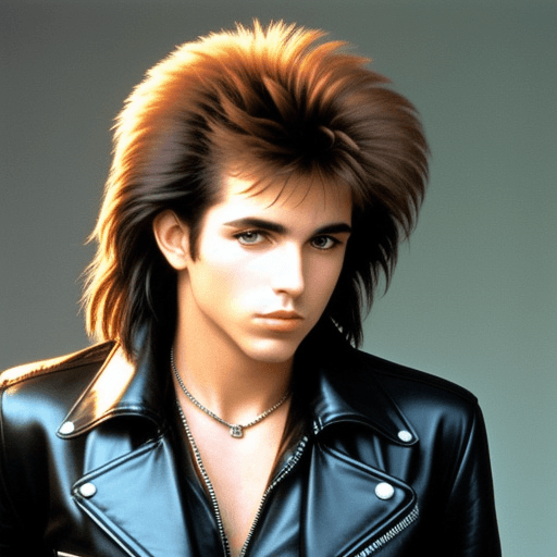 AI generated: make a picture of an 80s rock star with a leather jacket 
