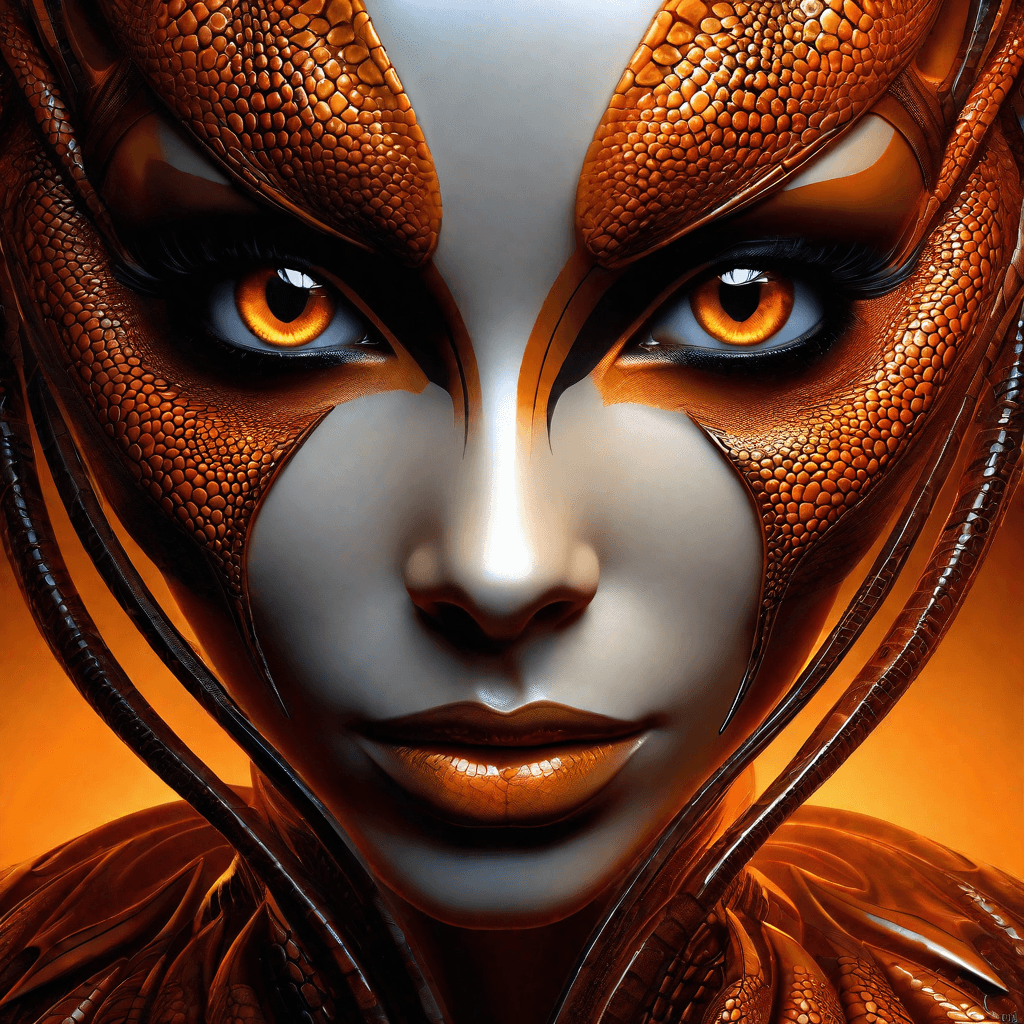 AI generated: A close up portrait of a (((fantasy mesmerizing alien humanoid female, amazingly beautiful ethereal ...