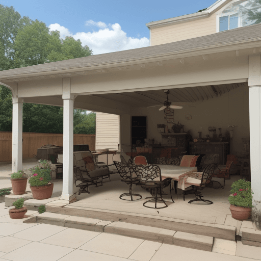 AI generated: selling used things in the patio of the house on a beautiful day