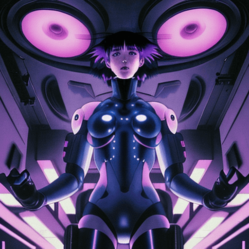AI generated: early techno rave music inspired by ghost in the shell, 90s manga aesthetic