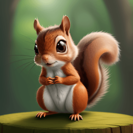 AI generated: 
 super adorable little [squirrel] made by pixar, pixar art, cartoon
art, big cute eyes, fluffy, ful...