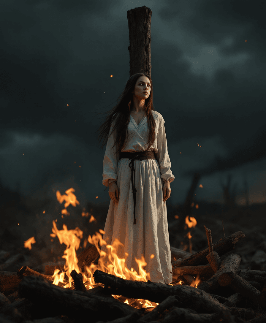 AI generated: A beautiful professional photo from the front of an ultra-realistic 15-year-old Joan of Arc standing...