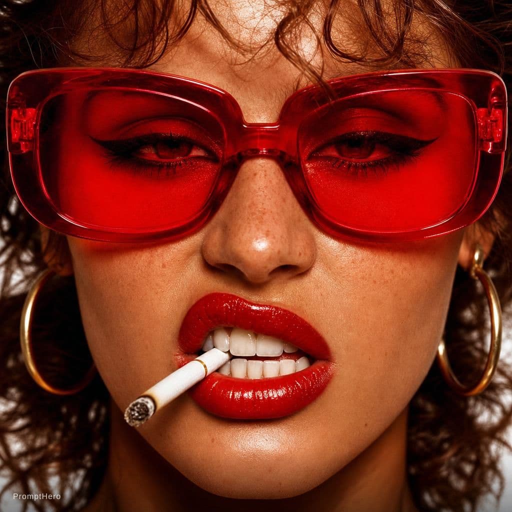 AI generated: {
  "subject": {
    "gender": "female",
    "pose": "extreme close-up of face, lips parted bitin...