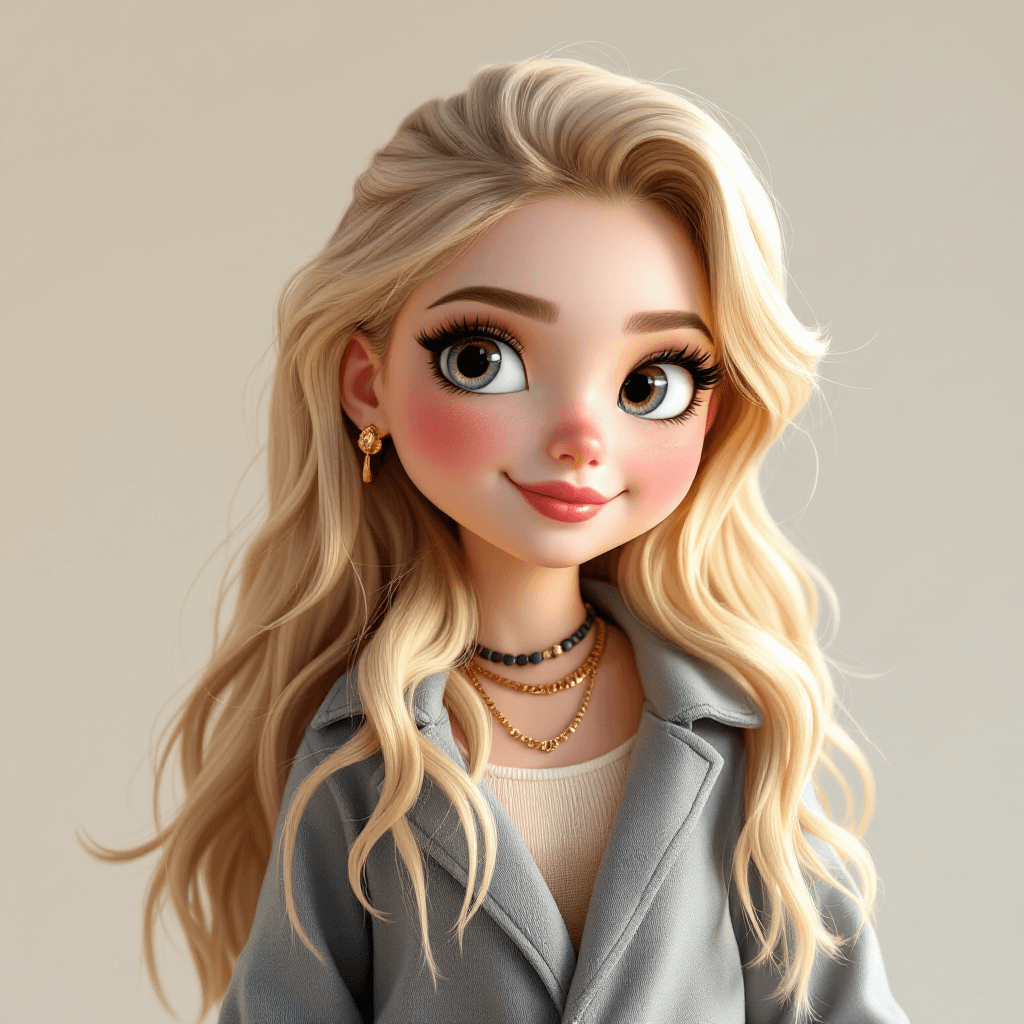 AI generated: create in the style of 3D Disney Pixar like Russian curvy chibi with loving and cheerful exaggerated...