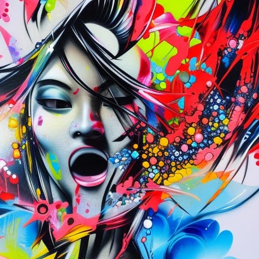 AI generated: a girl screaming in a vibrant style