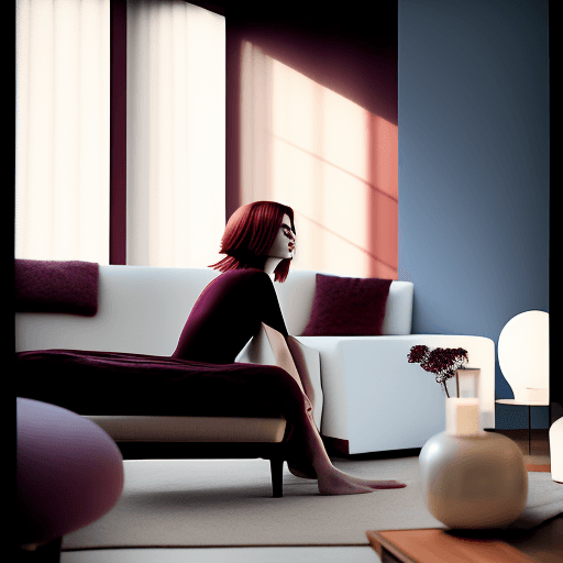 AI generated: High resolution cover photo featuring a woman model, burgundy color hair, 300mm f/5. 8, light silver...
