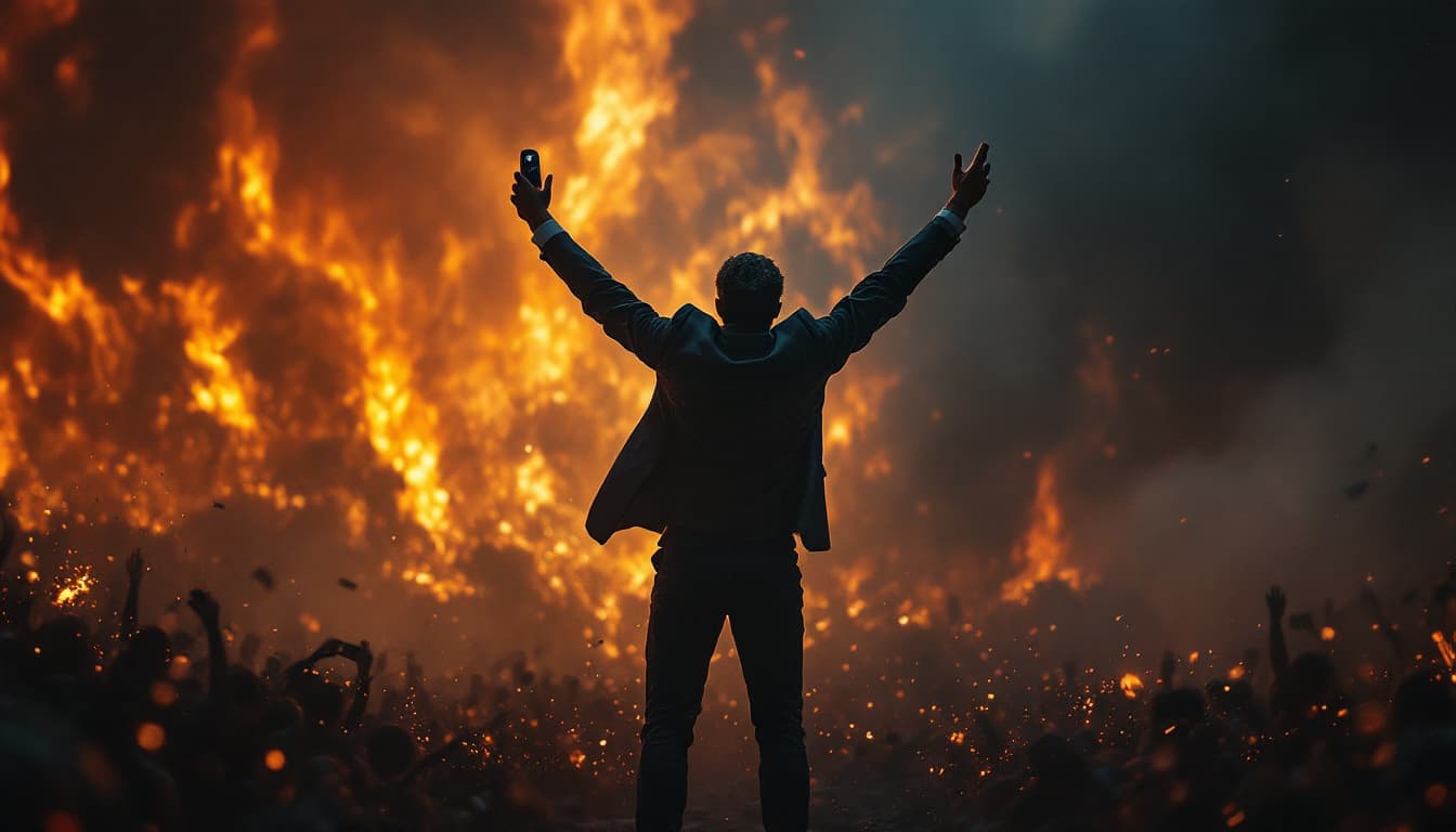 AI generated: 
A dramatic scene of a client celebrating success, hyper realistic, high detail, 40 y sympatic, hold...