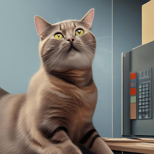 AI generated: cat is working at the office, acting like human, photorealistic, high details, masterpeace, 4k --v 5...