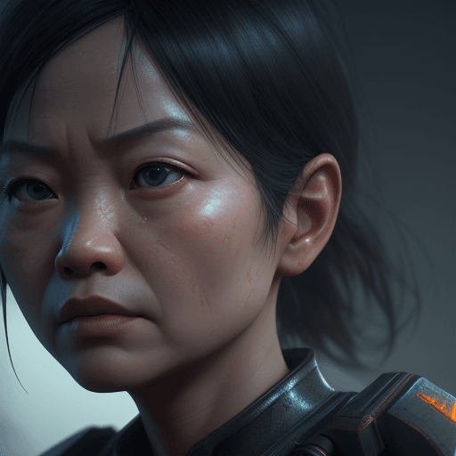 AI generated: dian mei tiasih face, cinematic lighting, battered, low angle, trending on artstation, 4D, hyper rea...