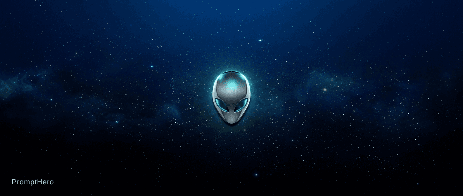 AI generated: the alienware computer logo, small gray alien head logo, in the center with background made with a g...