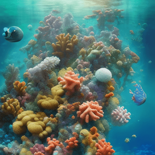 AI generated: pictures of beautiful sea backgrounds where space plants grow in hyperrealistic, a symmetrical coral...