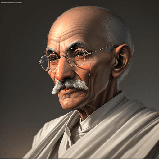 AI generated: Mahatma Gandhi in dynamics, highly detailed, packed with hidden details, style, high dynamic range, ...