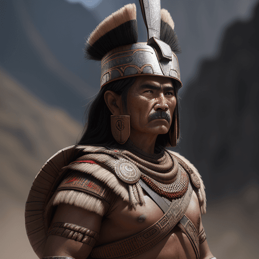AI generated: Ancient incan warrior :: Hyper realism :: Cinematic light a shot by Nikon Z9 :: lens 35 mm :: F 1, 8...