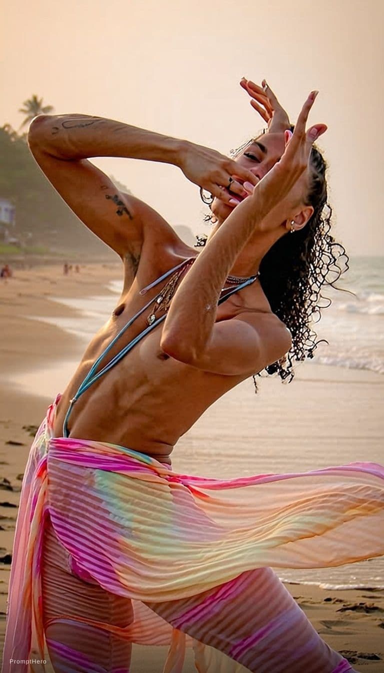 AI generated: Move her hands on her chest repeat the movement of the chest dance



Our AI Clothes Remover transfo...
