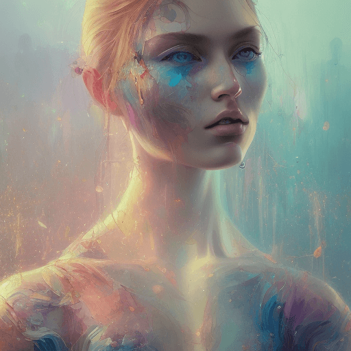 AI generated: an painting on the canvas of a woman in colorful tones, in the style of martin ansin, cracked, seren...