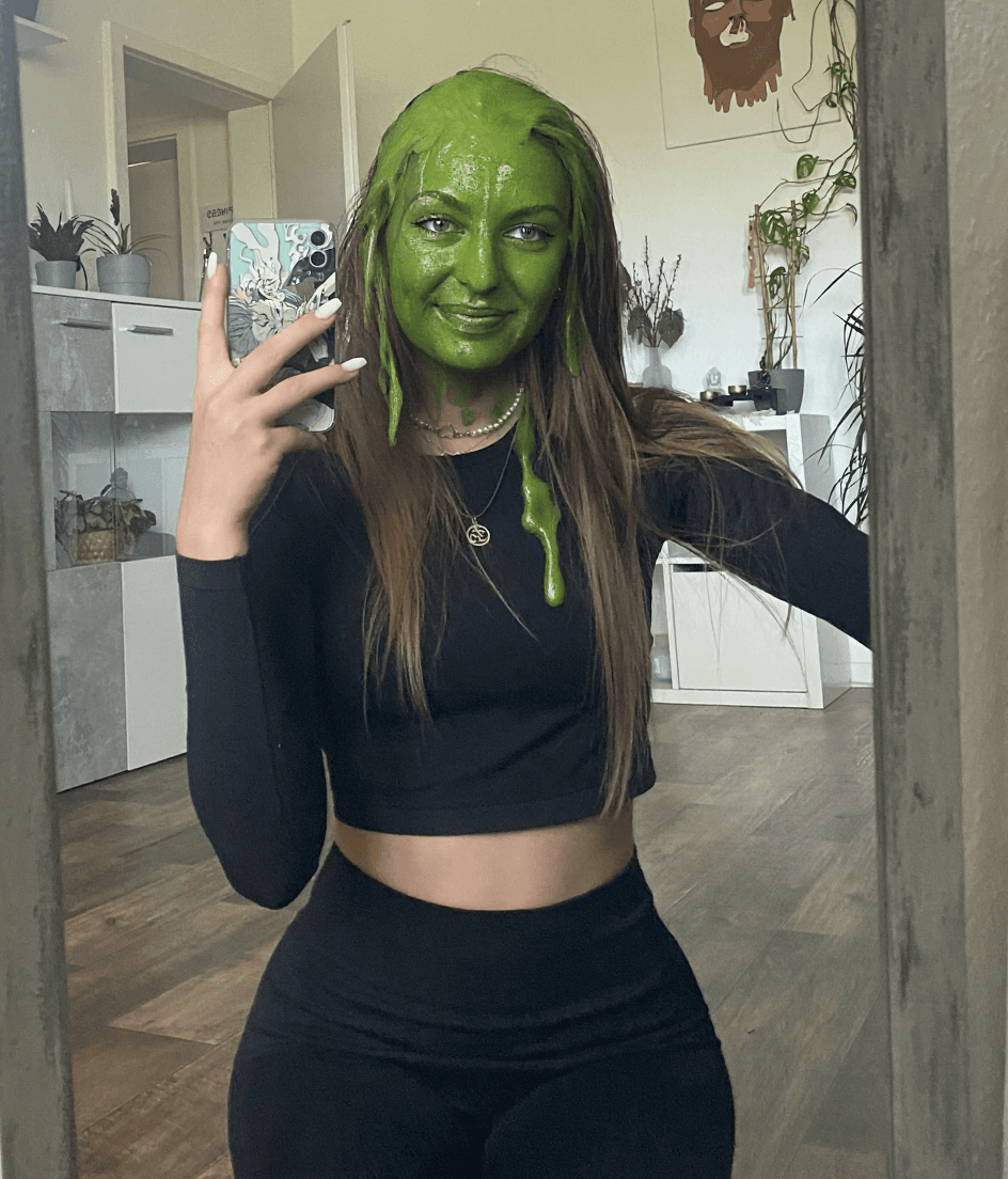 AI generated: slime on her face