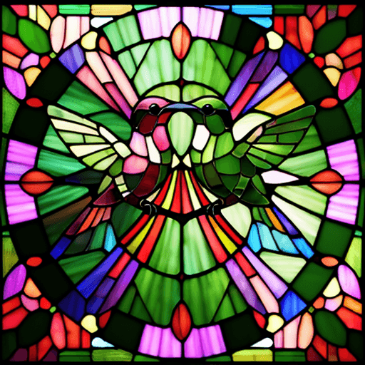 AI generated: hummingbirds, stained glass tiffany, minimalism, ukrainian folklore, simple 