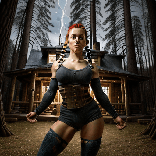 AI generated: portrait of a Lumberjack woman with huge beautiful braid, wearing tight-fitting outfit, intricate ac...