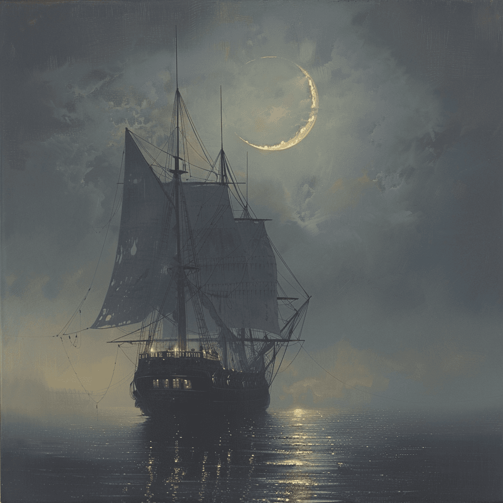 AI generated: The image portrays a majestic sailing ship, reminiscent of the 18th or 19th century, navigating unde...