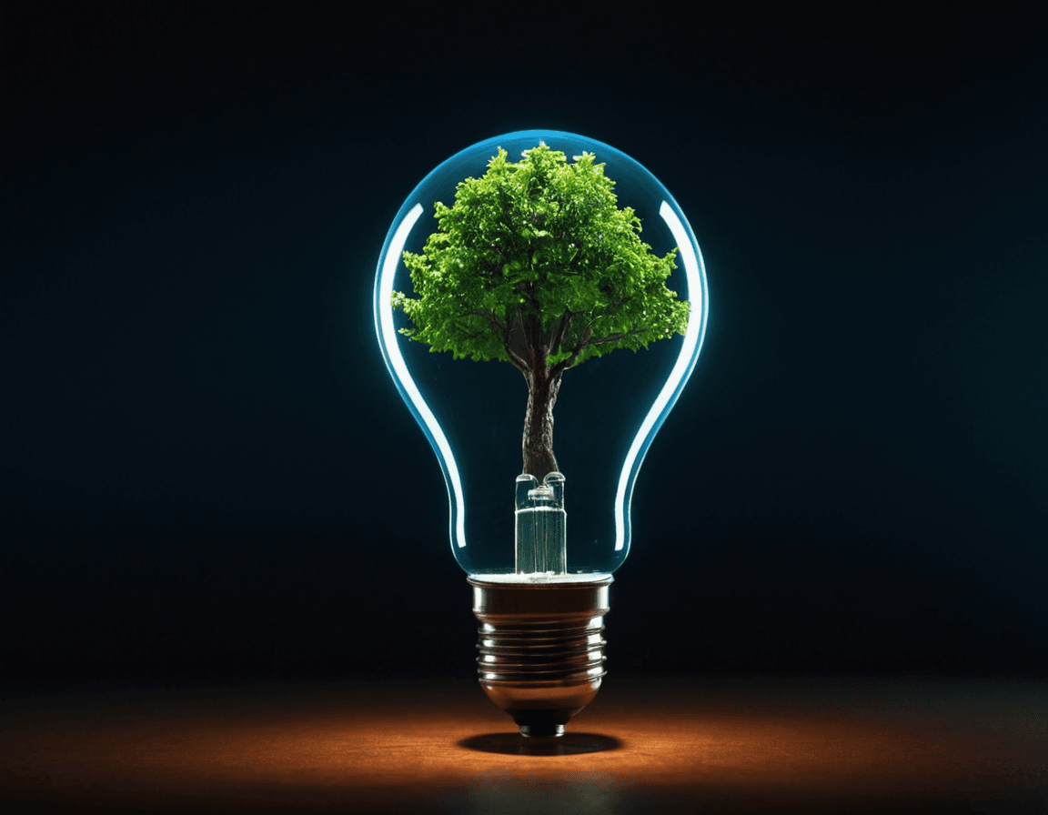 AI generated:  a traditional light bulb transforming into a hologram of a tree, symbolizing technological evolutio...