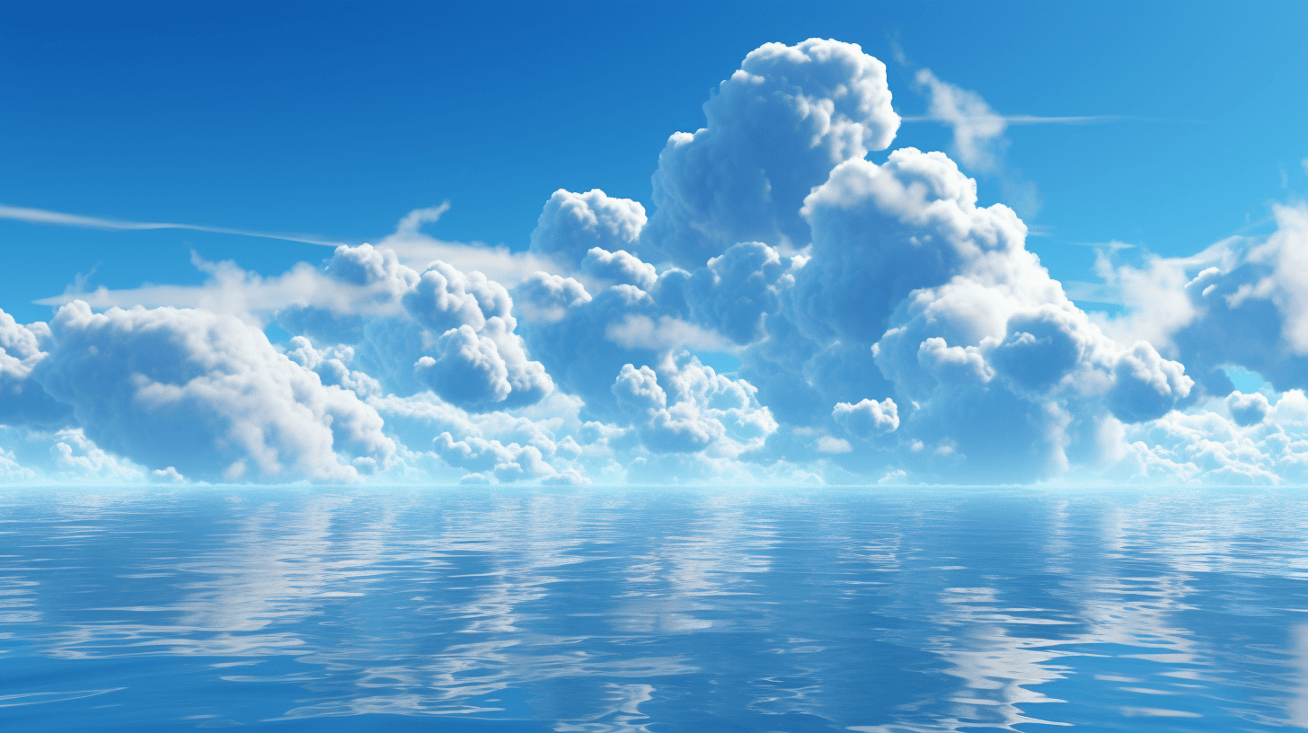 AI generated: the clouds in the sky in an amazing blue sky, in the style of cryengine, hyper-realistic water, kahl...