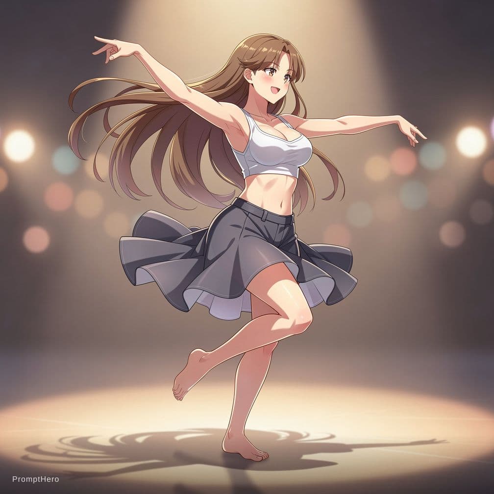 AI generated: NSFW, animation style, nude breast, dance