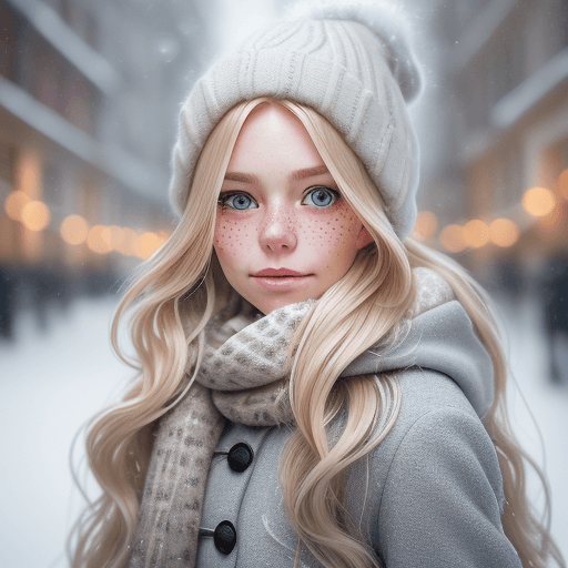 AI generated: professional portrait photograph of a gorgeous Norwegian girl in winter clothing with long wavy blon...