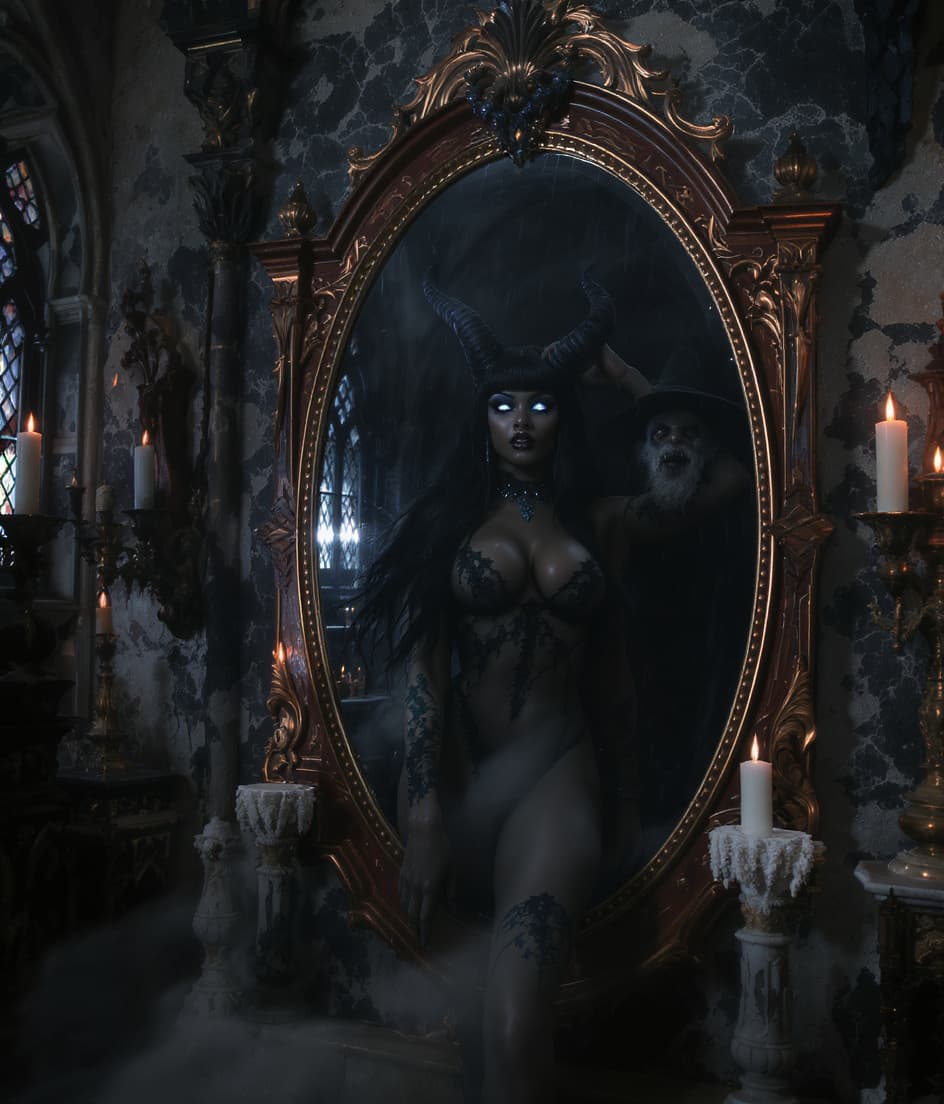 AI generated: Create a (hyper realistic HD:1.5) (full body view:1.0) of a (beautiful Afrofuturistic demonic woman:...
