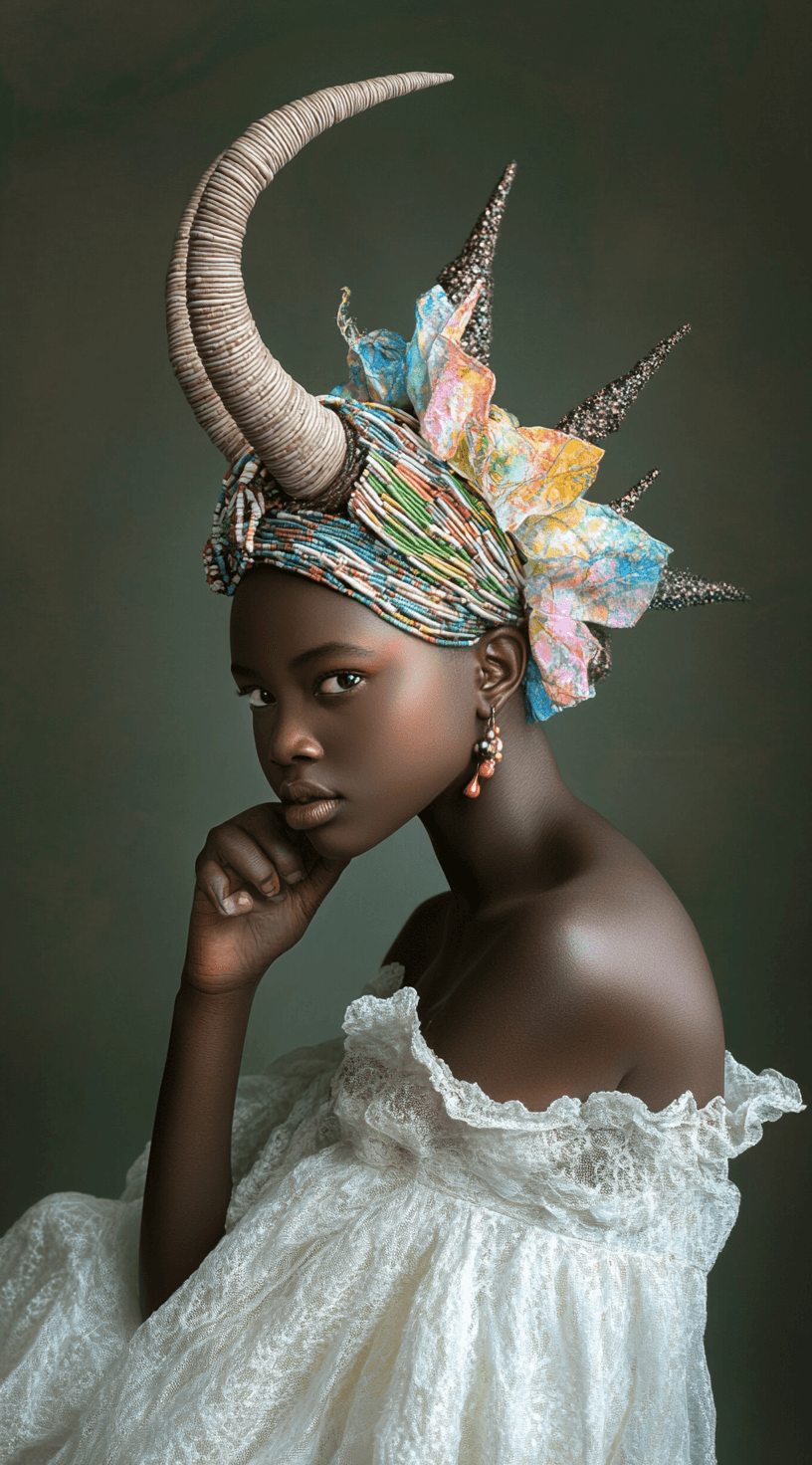 AI generated: This is a highly detailed and colourful photographic portrait in the style of William-Adolphe Bougue...