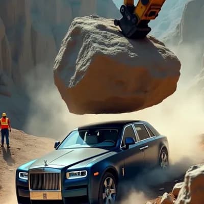 AI generated video: the hanging object is falling down quickly and car is still position