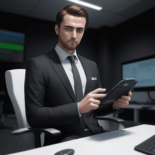 AI generated: Create a gaming image of a professional and modern IT car detailer environment with a man resembling...