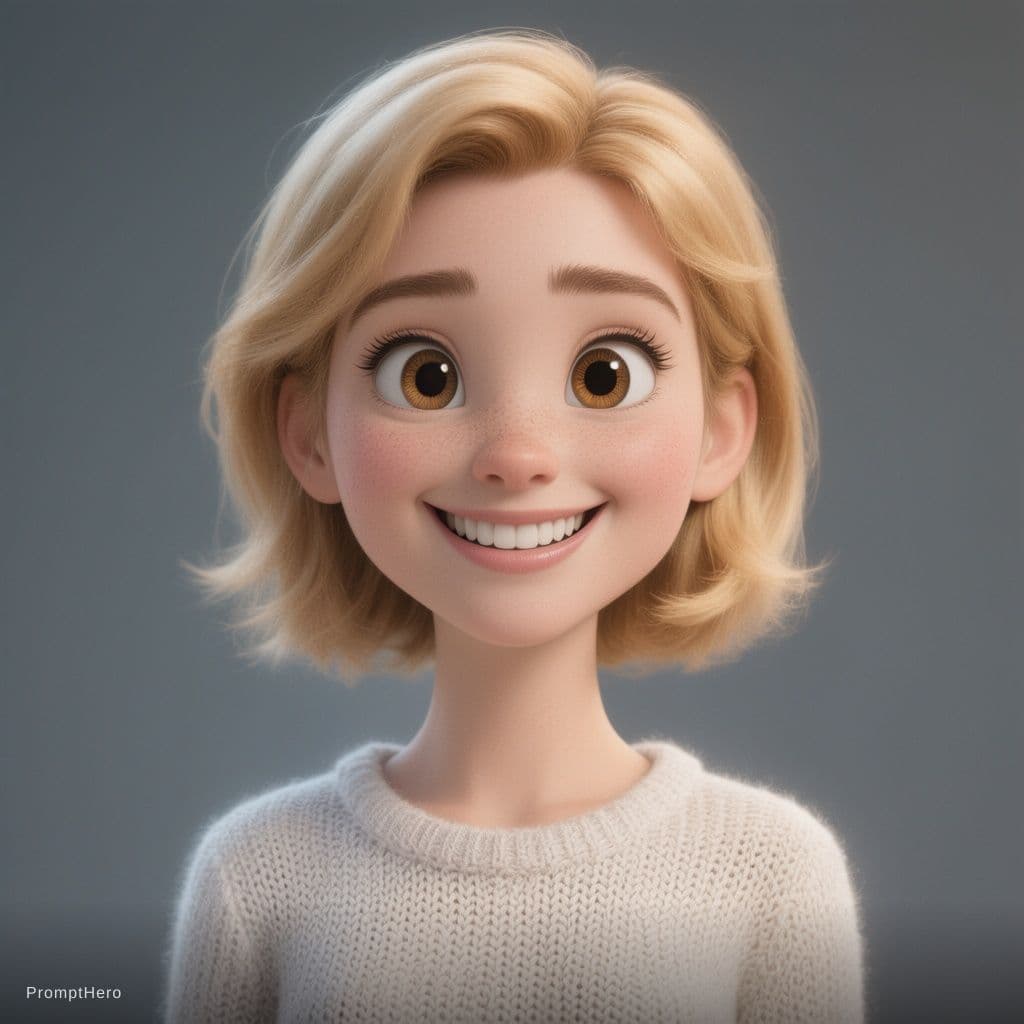 AI generated: Style artistique : Le rendu adopte l'esthétique d'un personnage 3D de style Pixar ou Disney, très po...