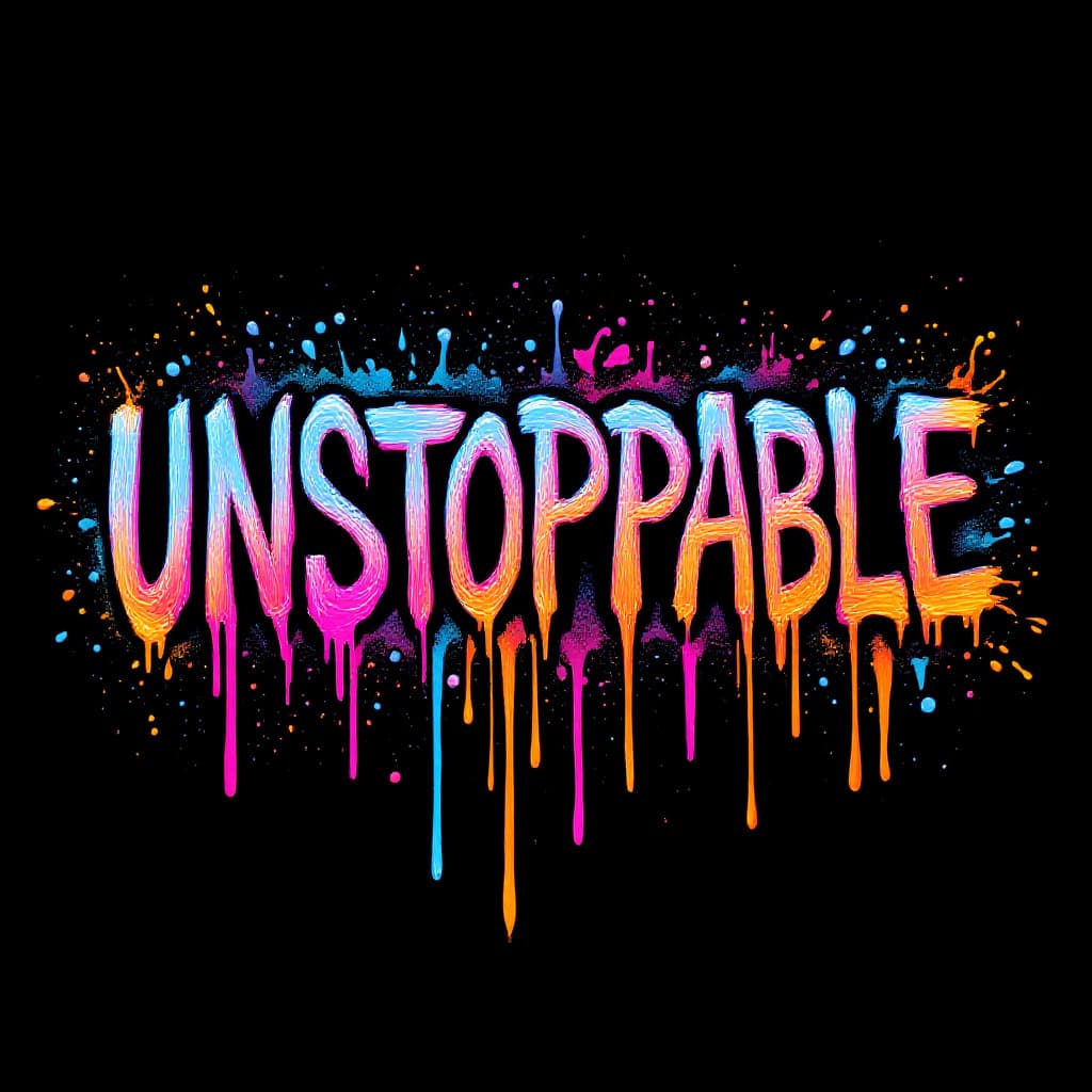 AI generated: "A bold, street-style text design with the word ‘UNSTOPPABLE’ (or your chosen word) in large, graffi...