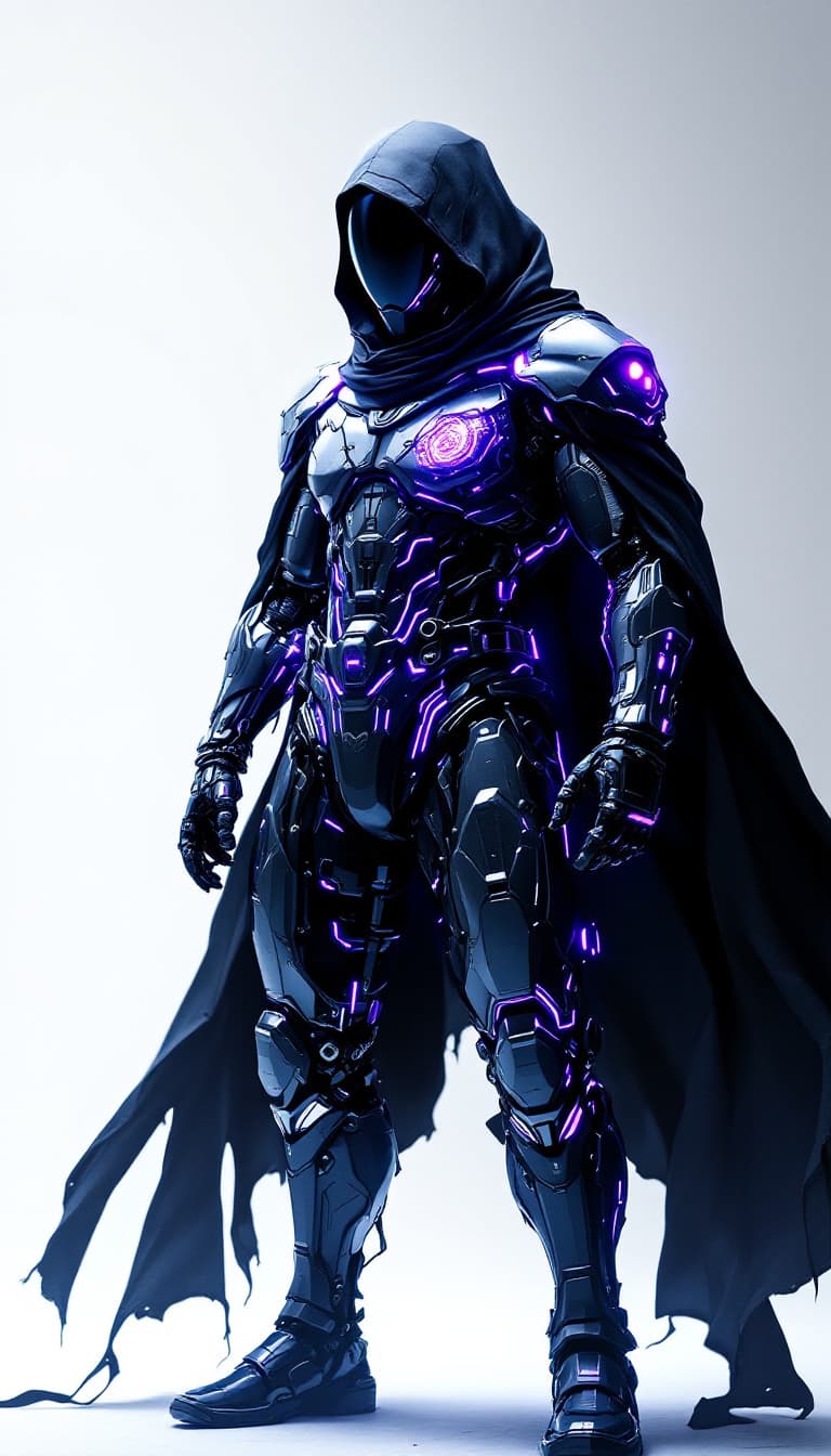 AI generated: a highly detailed, ultra-high-resolution illustration of a futuristic cyborg, standing poised in a s...