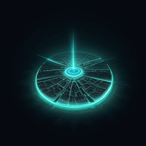 AI generated: bioluminescent futuristic city, birds eye view 