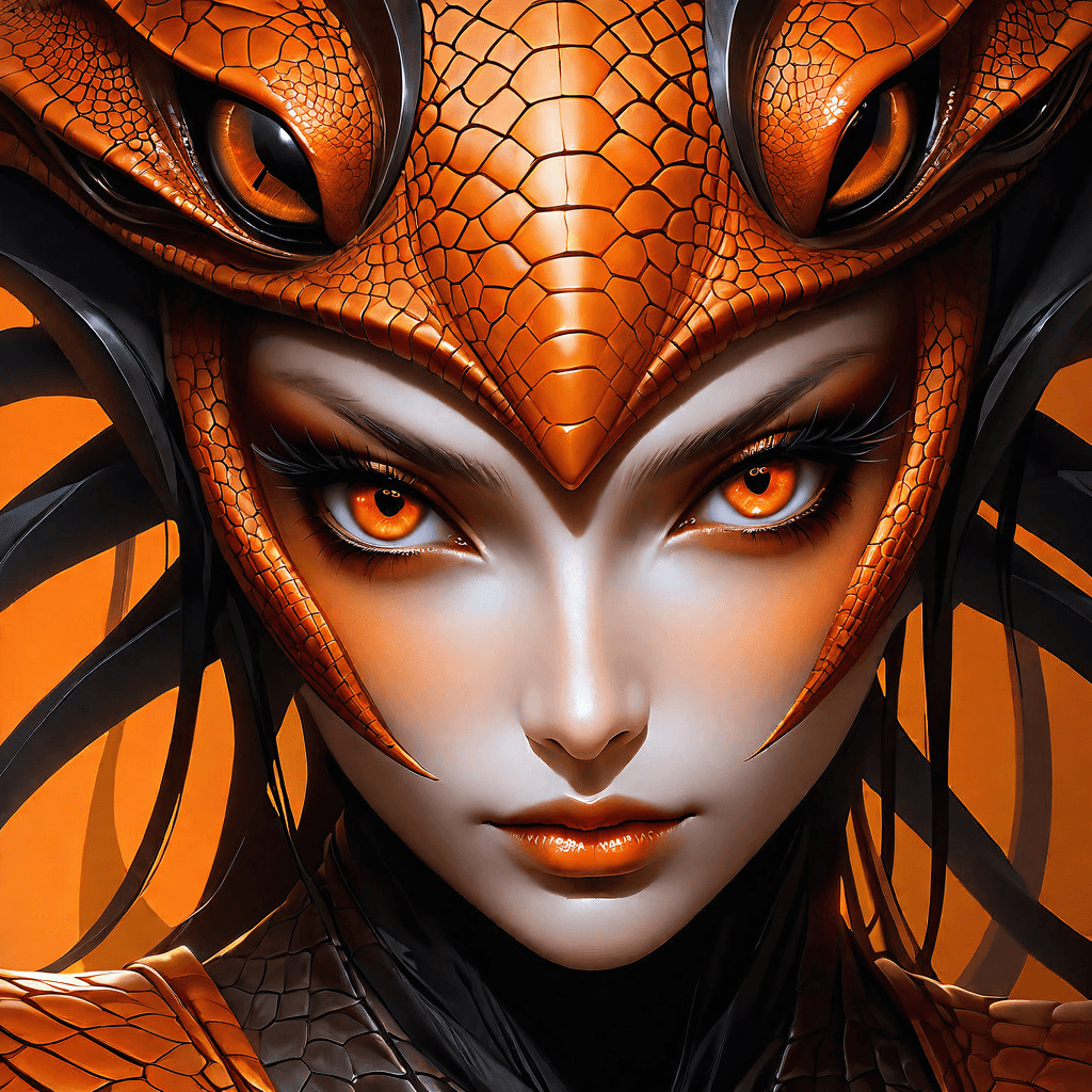 AI generated: A close up portrait (((imaginary female beautiful being))) mesmerizing, exuding a (((alien humanoid ...