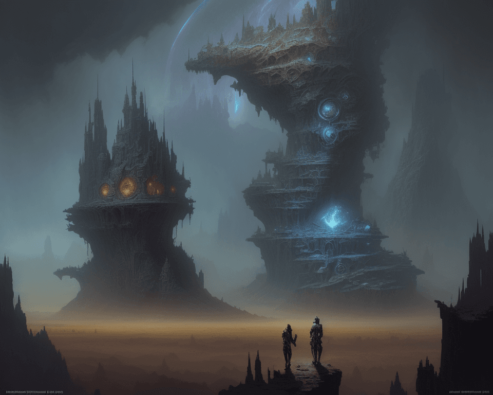 AI generated: Adventurers explore strange world, a masterpiece sci-fi atmospheric highly detailed intricate 4k res...
