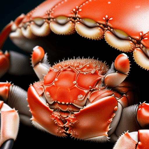 AI generated: Super macro photography, crab face closeup, cute expressions, detailed background, super details, pr...