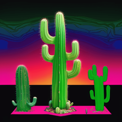AI generated: a spontaneous, graceful, simple, semi-abstract psychedelic cactus for epic melodic techno cover artw...