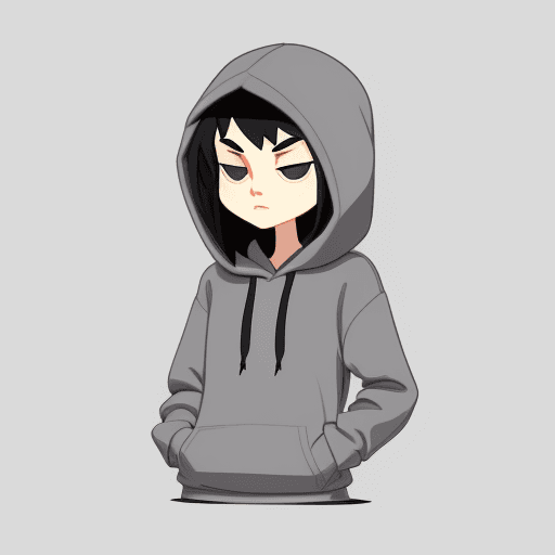 AI generated: Imagine, A character wearing gray hoodie, simple, vector, flat design