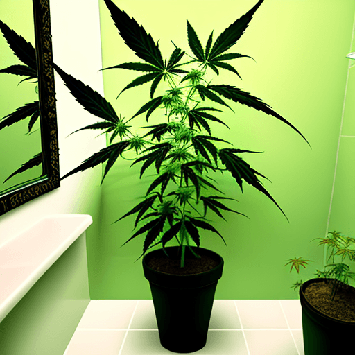 AI generated: a colorfoul flower of marijuana in a little bathroom with a lot of plants of marijuana