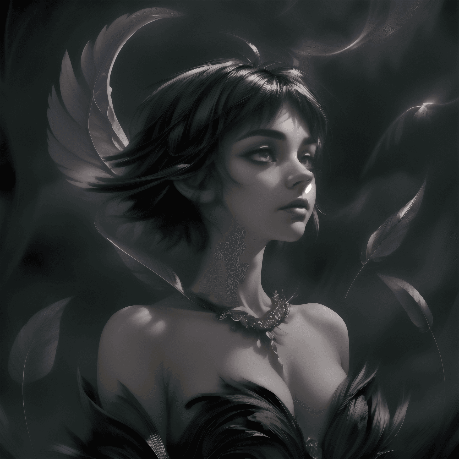 AI generated: Casca, deep colors, natural lighting, mystical atmosphere, fantasy theme, ethereal beauty, robust fe...