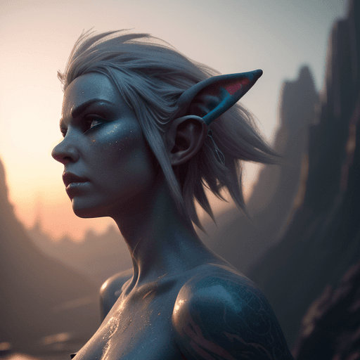 AI generated: Elves, neón punk dramatic light, pale sunrise, cinematic lighting, battered, low angle, 4k, hyper re...