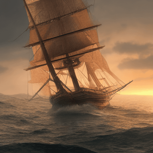 AI generated: Photo of a ultra realistic sailing ship, dramatic light, pale sunrise, cinematic lighting, battered,...
